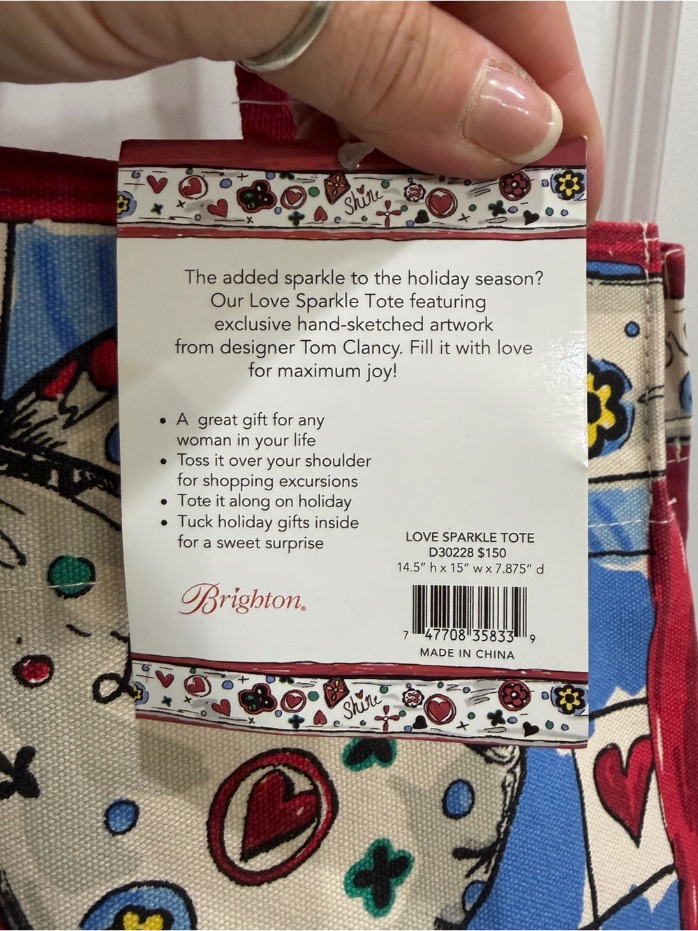 Brighton Blue and Cream Love Bow Tote with Red Trim - Picture 8 of 8